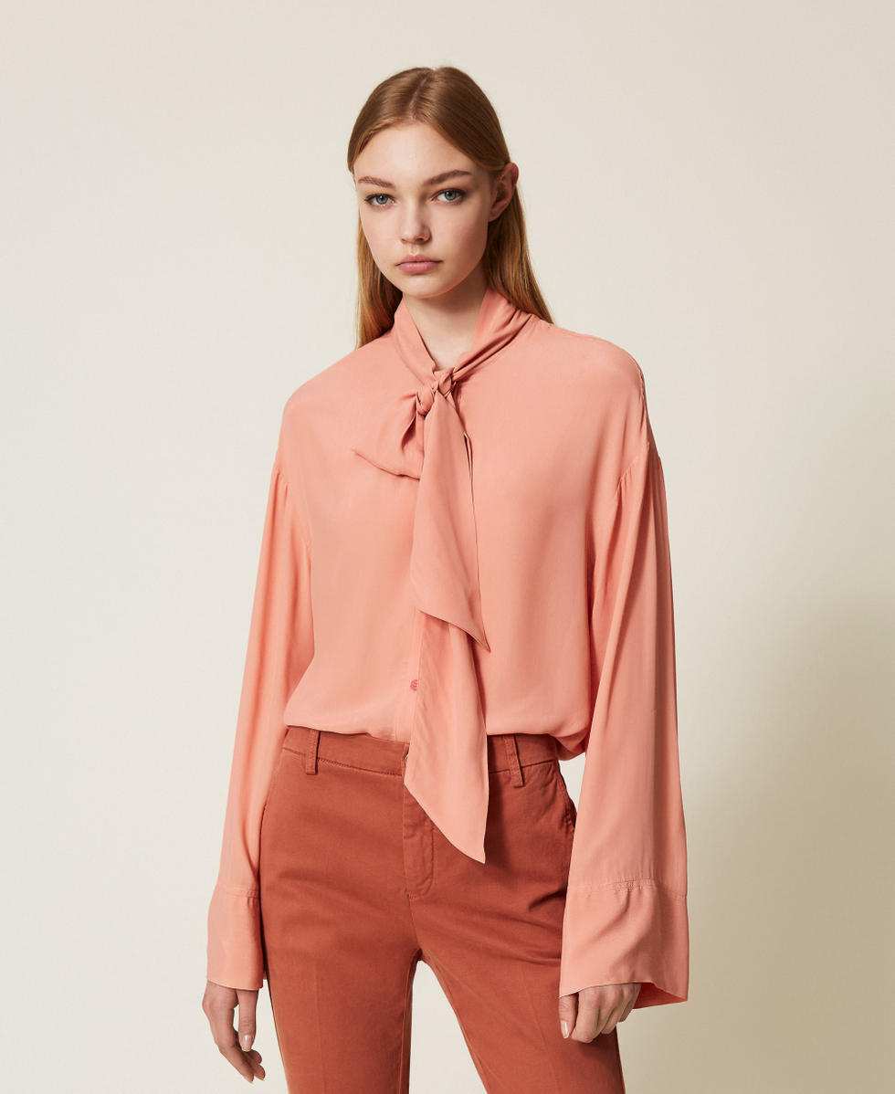 Chemise en crêpe de Chine Rose Poudre Femme 252TF2083_00916_01