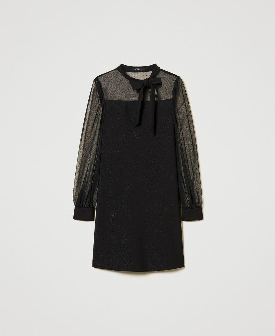 Short plumetis tulle dress Black Woman 242AT2130_00006_S0