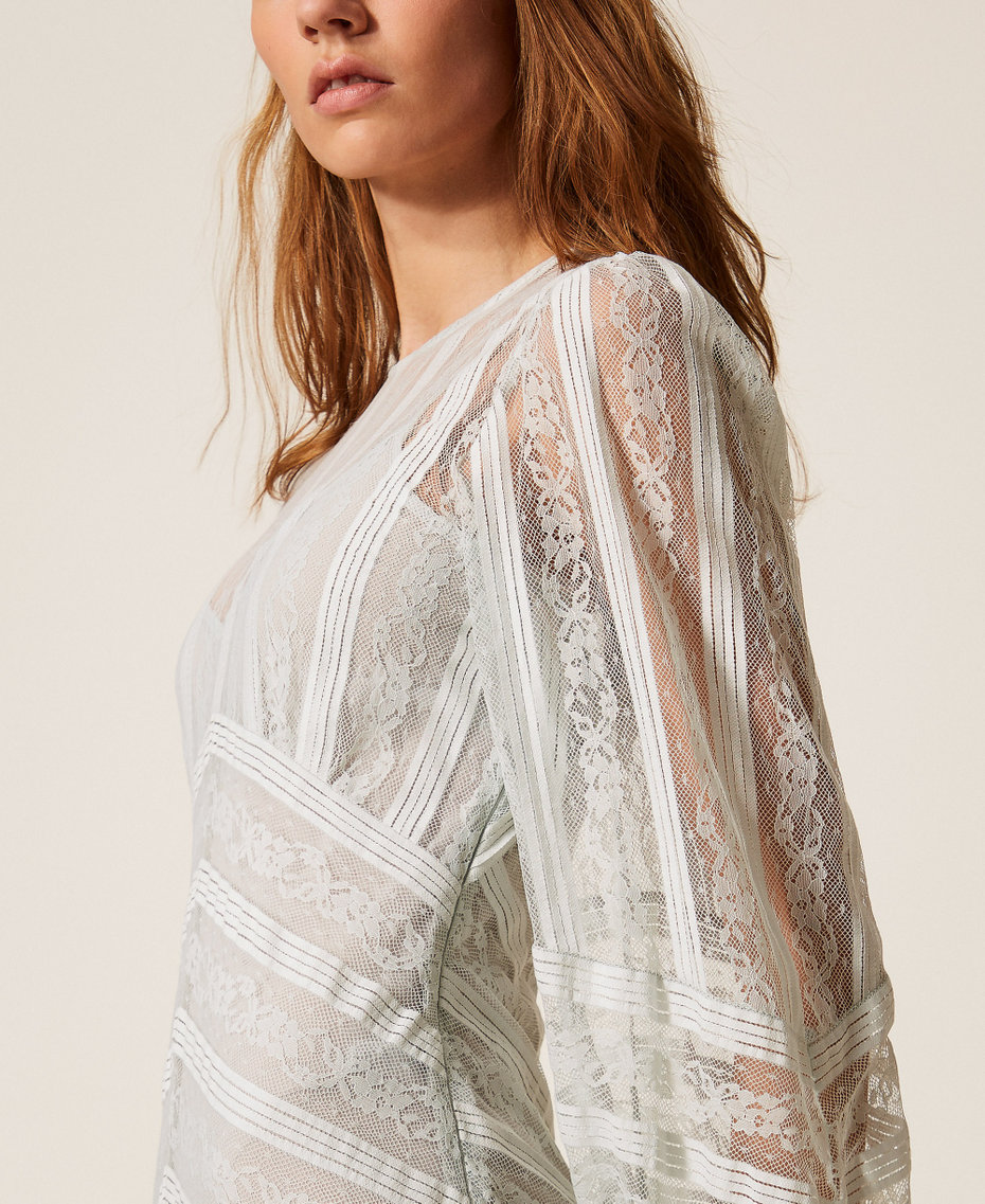 Abito lungo in pizzo a righe Azzurro "Aqua" Donna 261TP2542_13162_04