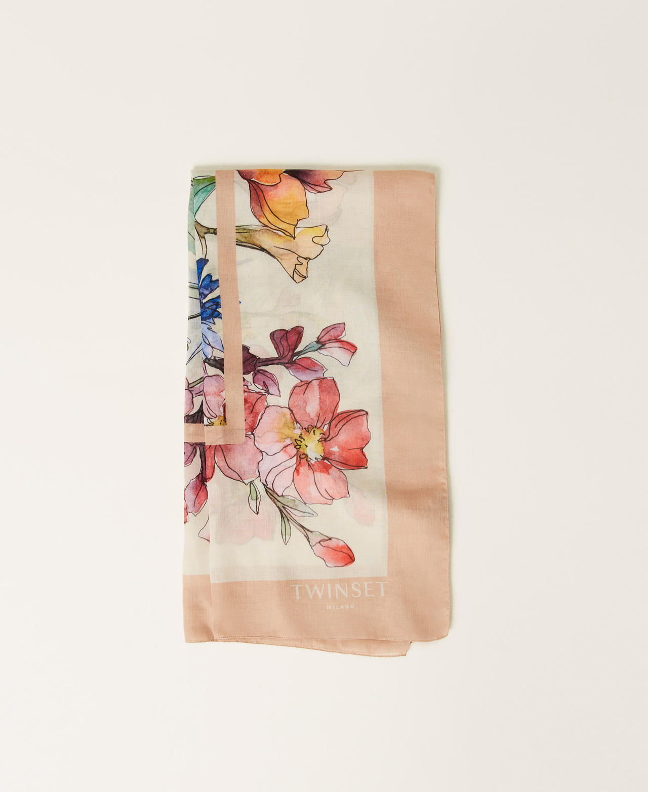Keffieh avec imprim&eacute; sigl&eacute; et fleurs Imprim&eacute; Fleurs Delicate Beige Femme 251TA4330_12277_01