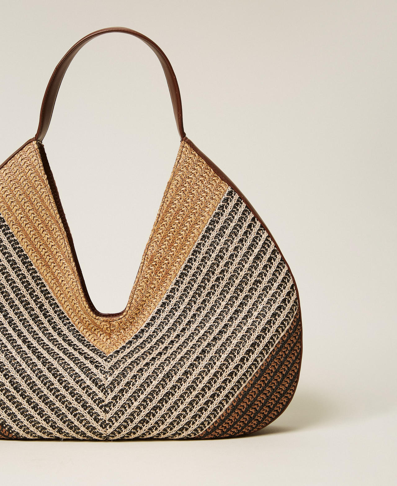 Jacquard raffia hobo bag Multicolour Straw Woman 261TD8501_13504_03