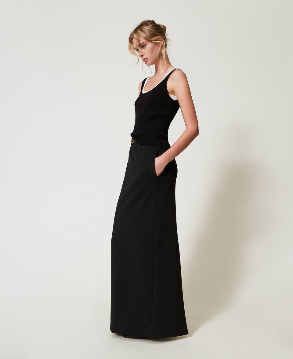Long skirt with Oval T chain Black Woman 251TE2072_00006_02