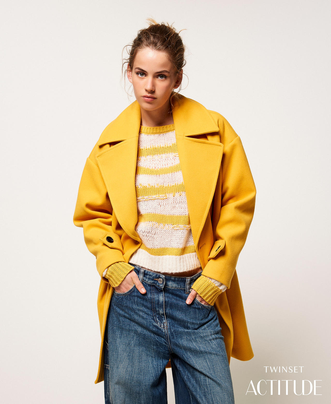 Manteau crois&eacute; en drap Mangue Femme 252AP2072_12580_PA