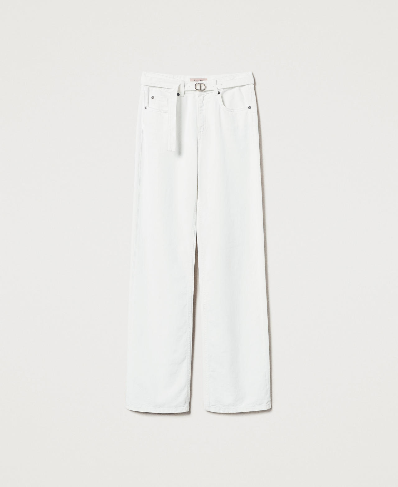 Trousers in floral bull White Denim Woman 251TT2210_01226_S0