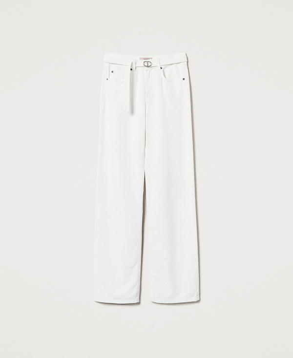 Pantaloni in bull a fiori