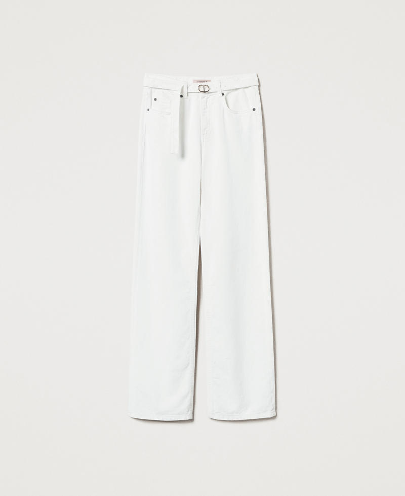 Trousers in floral bull White Denim Woman 251TT2210_01226_S0