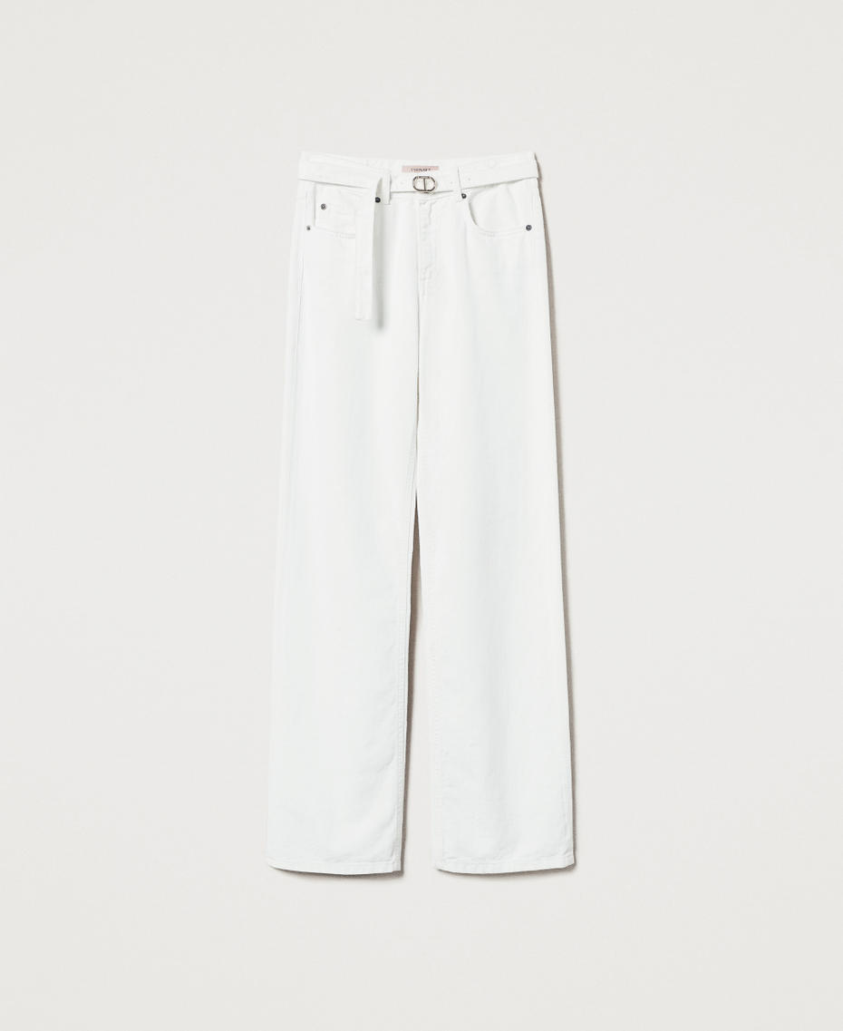 Trousers in floral bull White Denim Woman 251TT2210_01226_S0