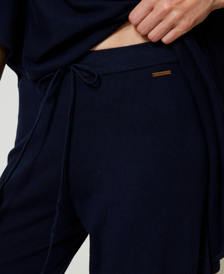 Knit palazzo trousers Blackout Blue Woman 242LL3BBB_00481_04