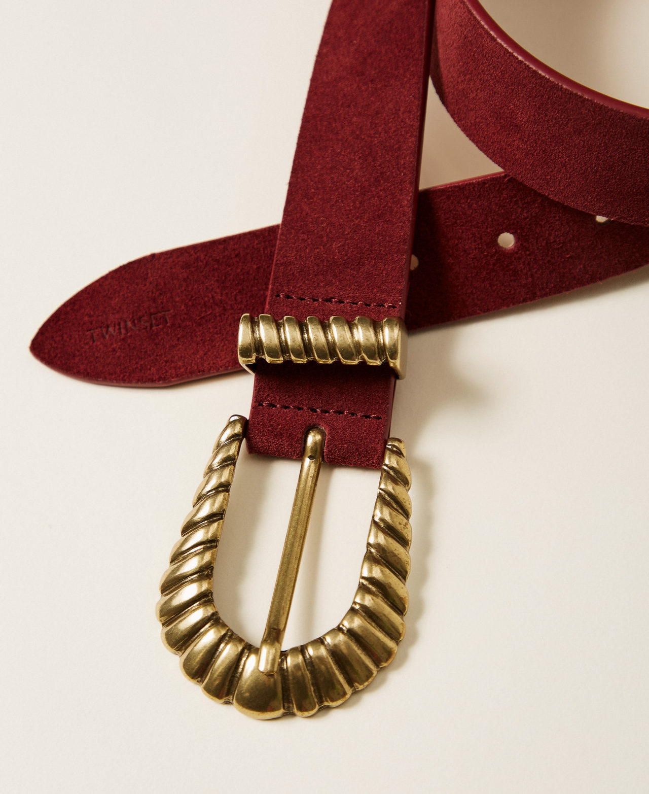 Suede belt Bordeaux Woman 262TO5291_00020_02