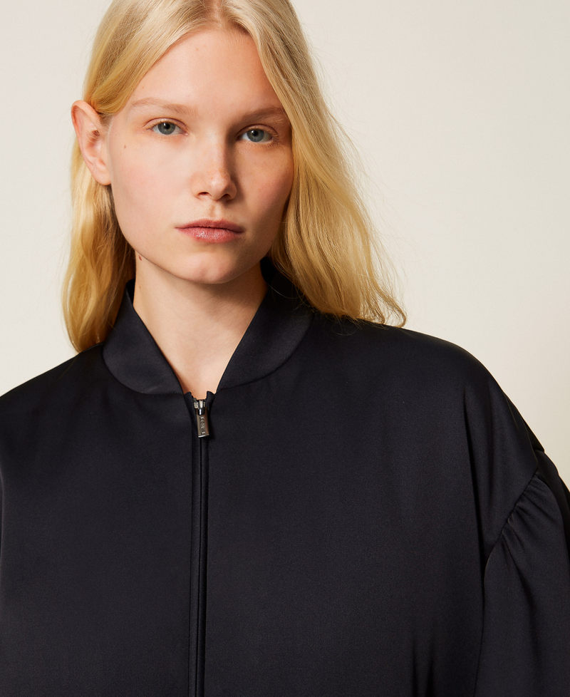 Duchesse bomber jacket with gathering Black Woman 261TP2750_00006_05