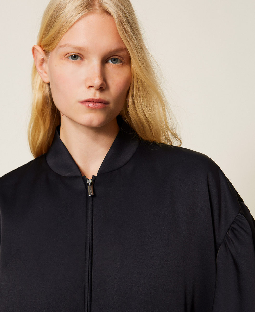 Duchesse bomber jacket with gathering Black Woman 261TP2750_00006_05