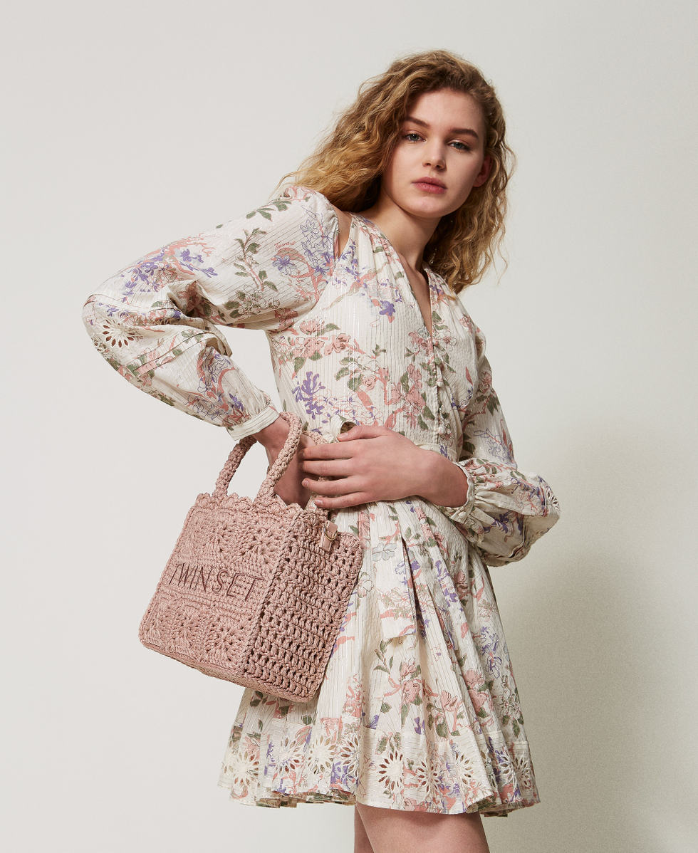 &lsquo;Boh&eacute;mienne&rsquo; crochet shopper bag Parisienne Pink Woman 251TB7411_00714_T0