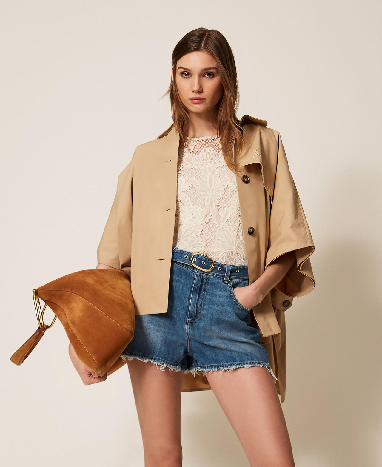 Twinset Short en jean avec ceinture