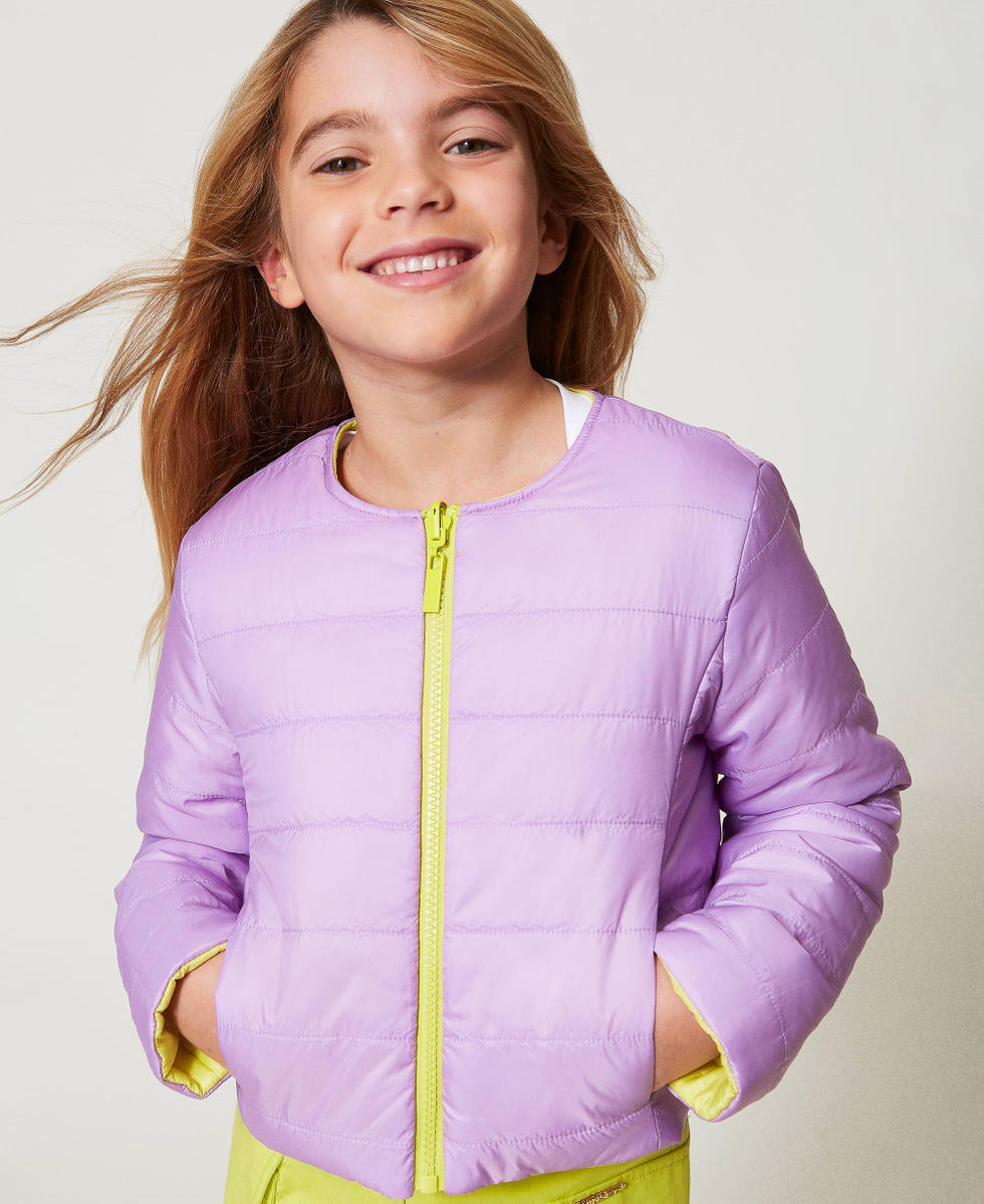 Reversible two-tone puffer jacket Two-tone Yellow Plum/Pastel Violet Girl 251GJ2650_12301_05