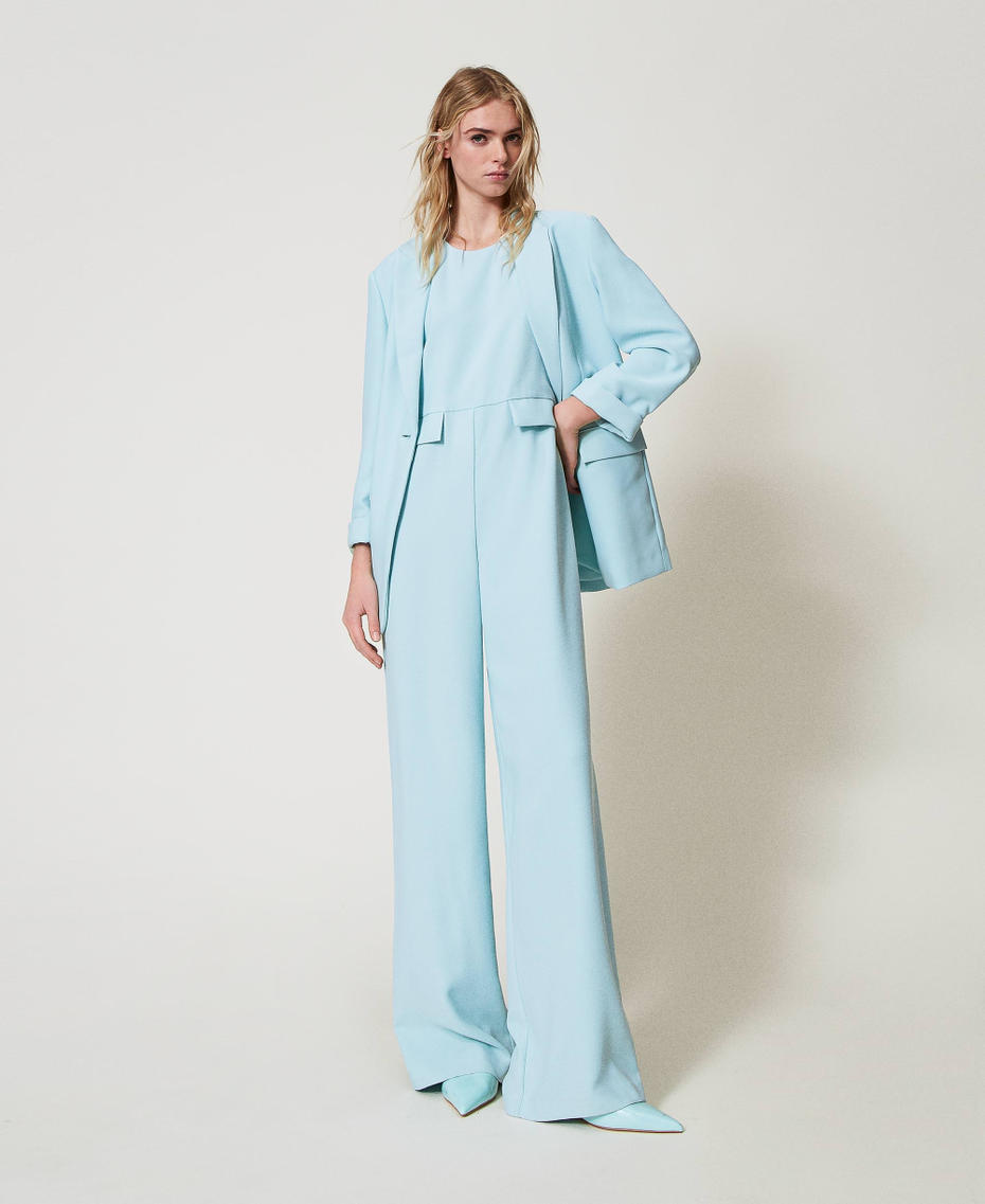 Crêpe piquet blazer Light Canal Blue Woman 251AP2335_12134_0T