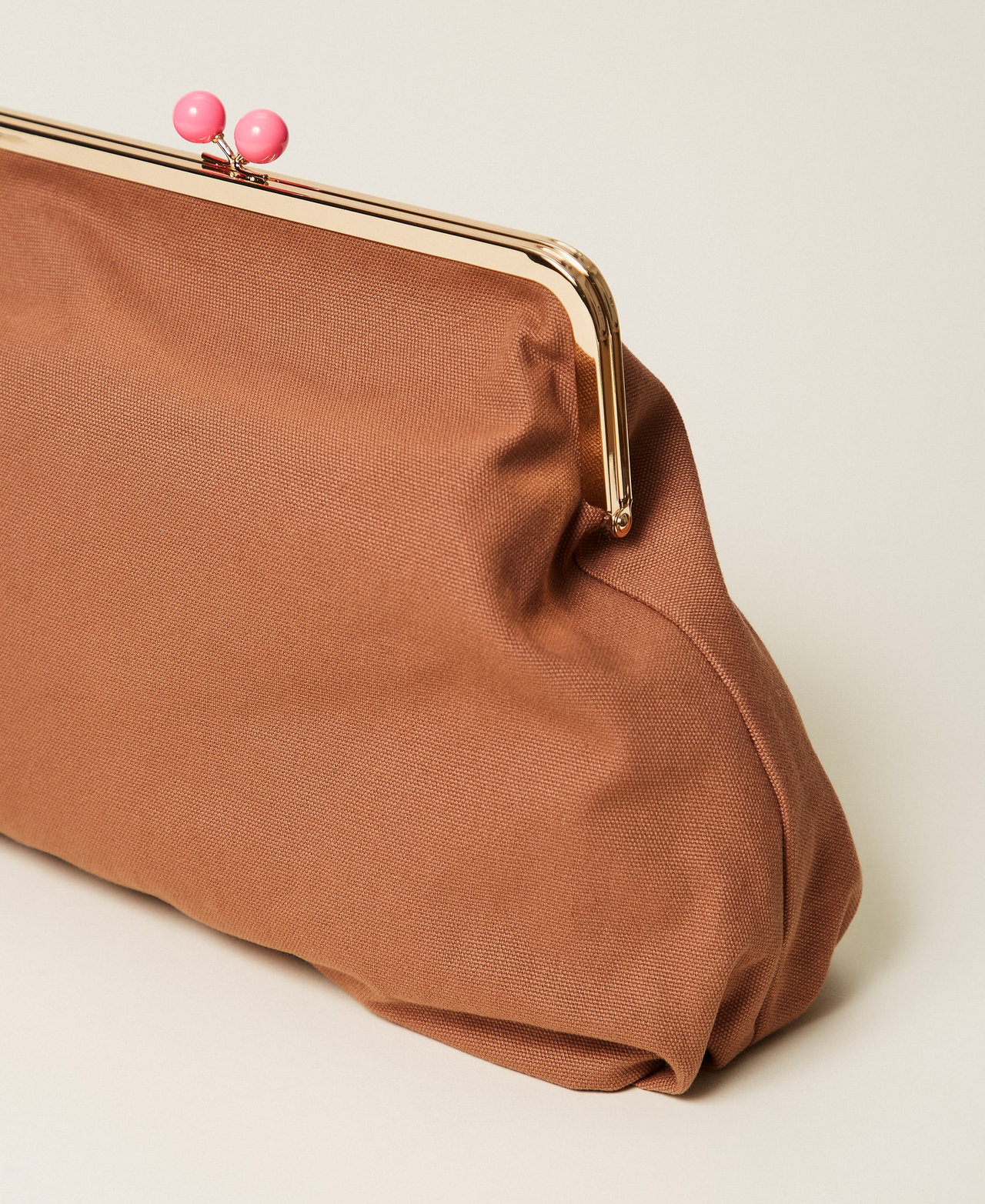 MYFO maxi canvas clutch Dusty Mahogany Brown Woman 261AQ8010_13419_03