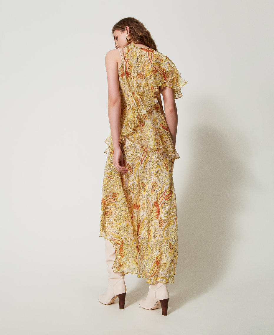 'Salina' long crepon dress with print Passion Fruit Mix Paisley Print Woman 251TS2182_12587_03