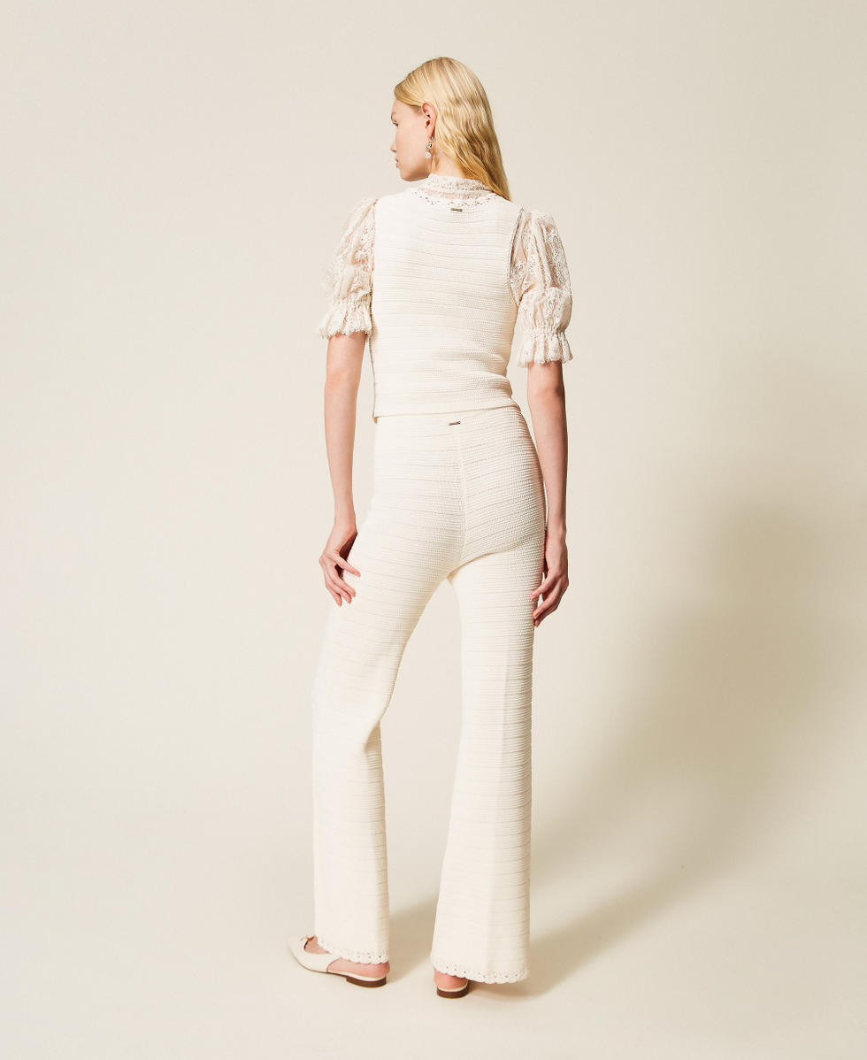 Pantalon en maille avec crochet Beige &laquo;&thinsp;Parchment&thinsp;&raquo; Femme 261TP3076_07222_03
