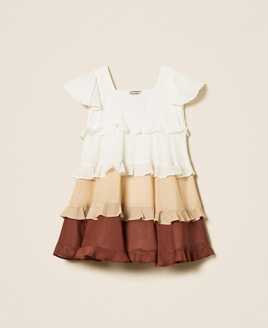 Abito corto baby in mussola multicolor Multicolor Off White / Beige "Safari" / Marrone"Dark Root" Bambina 261GB2110_13309_S1