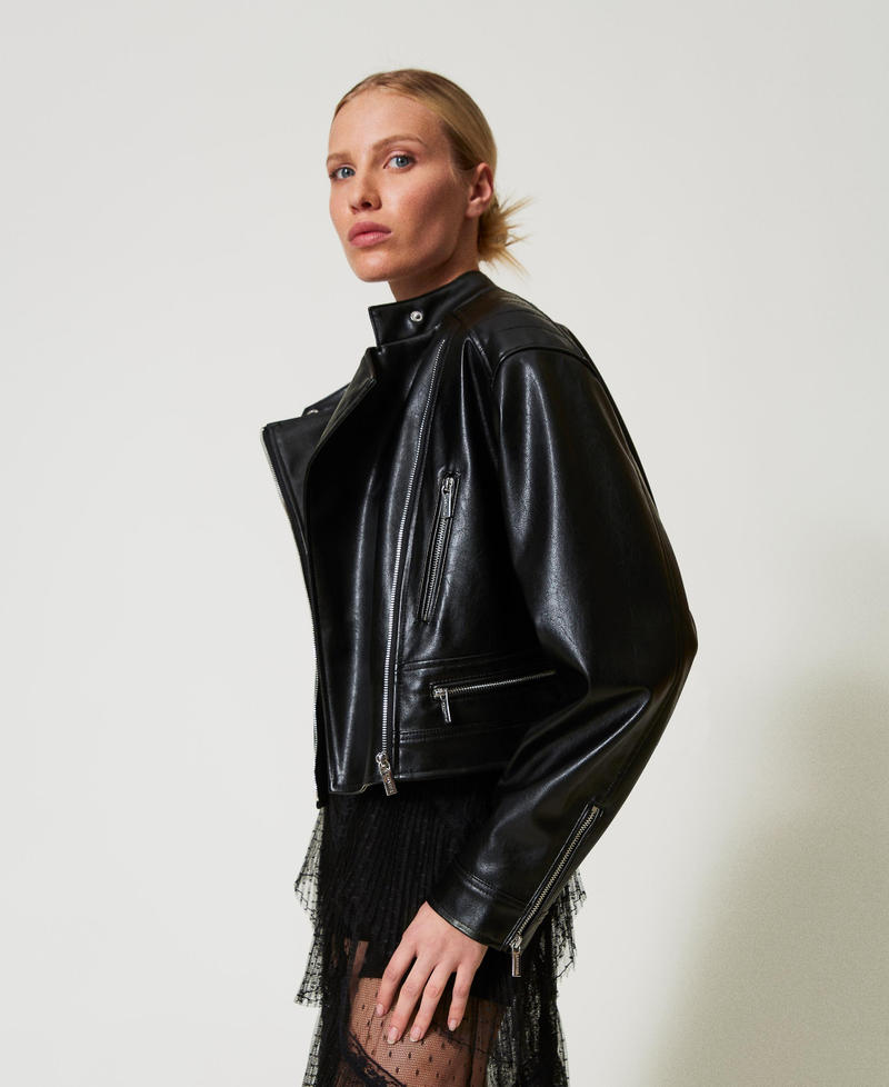 Faux leather biker jacket Black Woman 251TP2560_00006_02