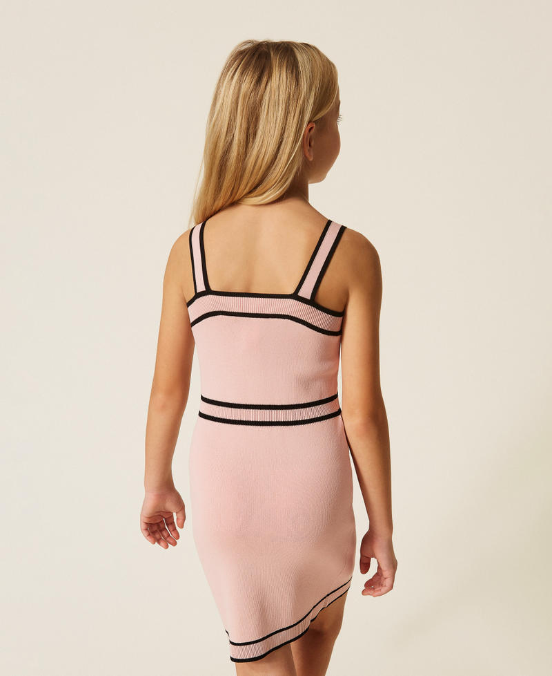 Robe courte en maille avec bords Bicolore Rose &laquo;&nbsp;Pink Dancer&nbsp;&raquo;/Noir Fille 261GJ3071_13197_03