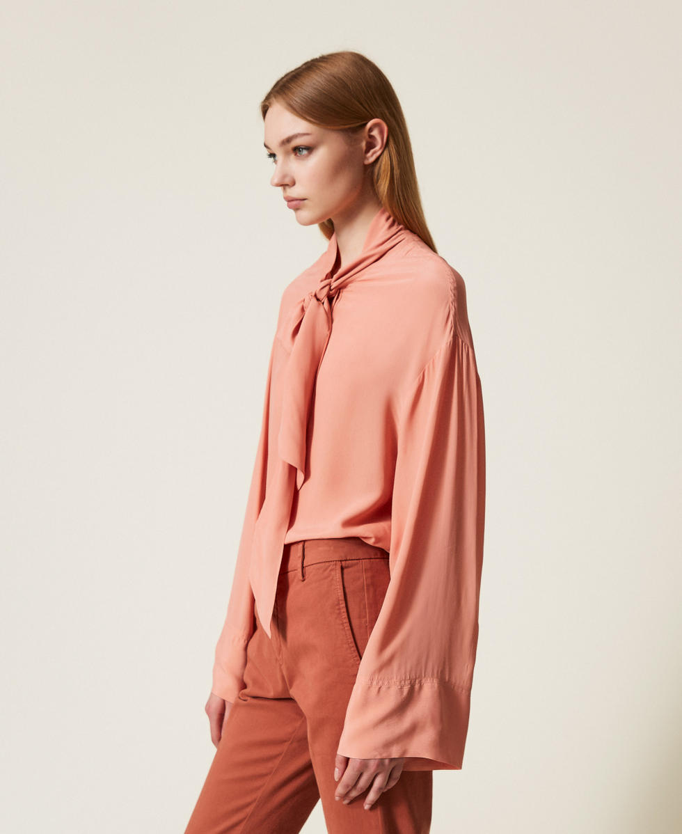 Chemise en crêpe de Chine Rose Poudre Femme 252TF2083_00916_02