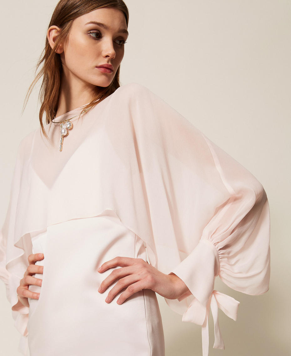 Blusa cropped in georgette Sabbia Rosa Donna 261TP2791_00570_PD