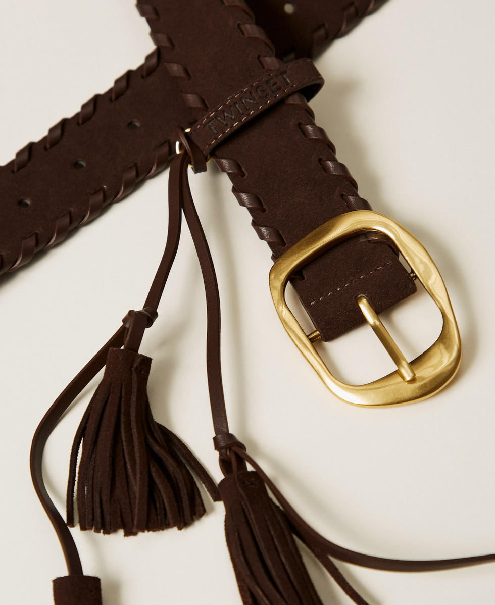 Cintura in suede con nappe Darkness Brown Donna 262TA4740_13411_02