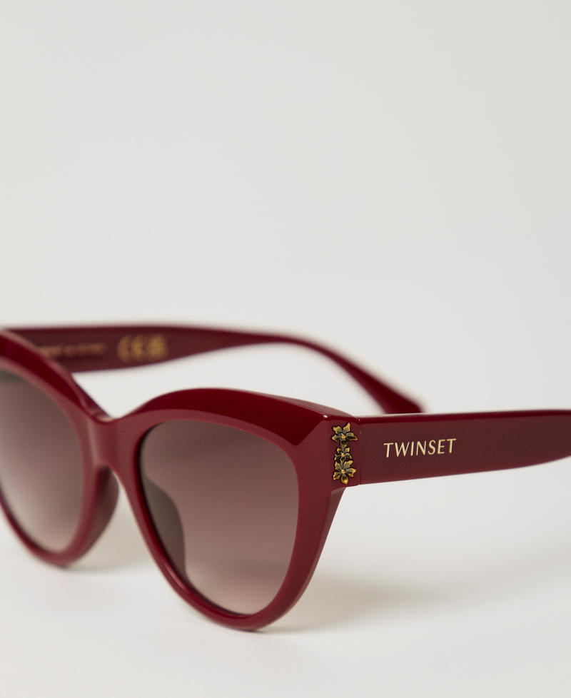 Butterfly sunglasses with flowers Shiny Full Bordeaux Woman 999TZ5062_12467_03