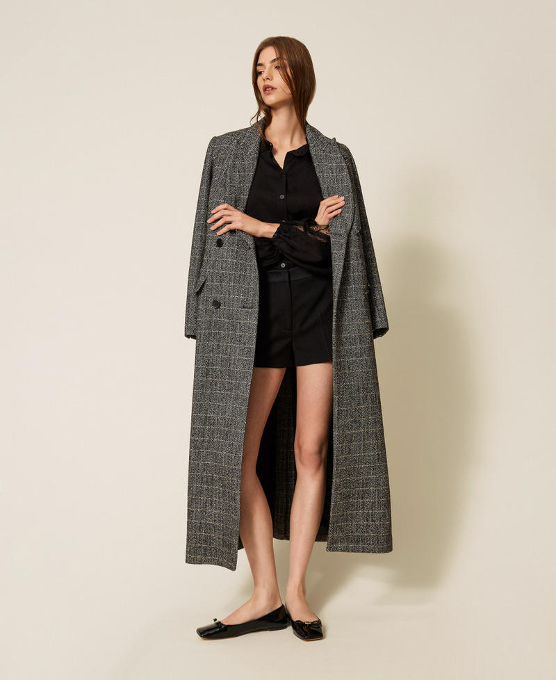 Chemise en satin avec dentelle Noir Femme 252LL2TBB_00006_T0