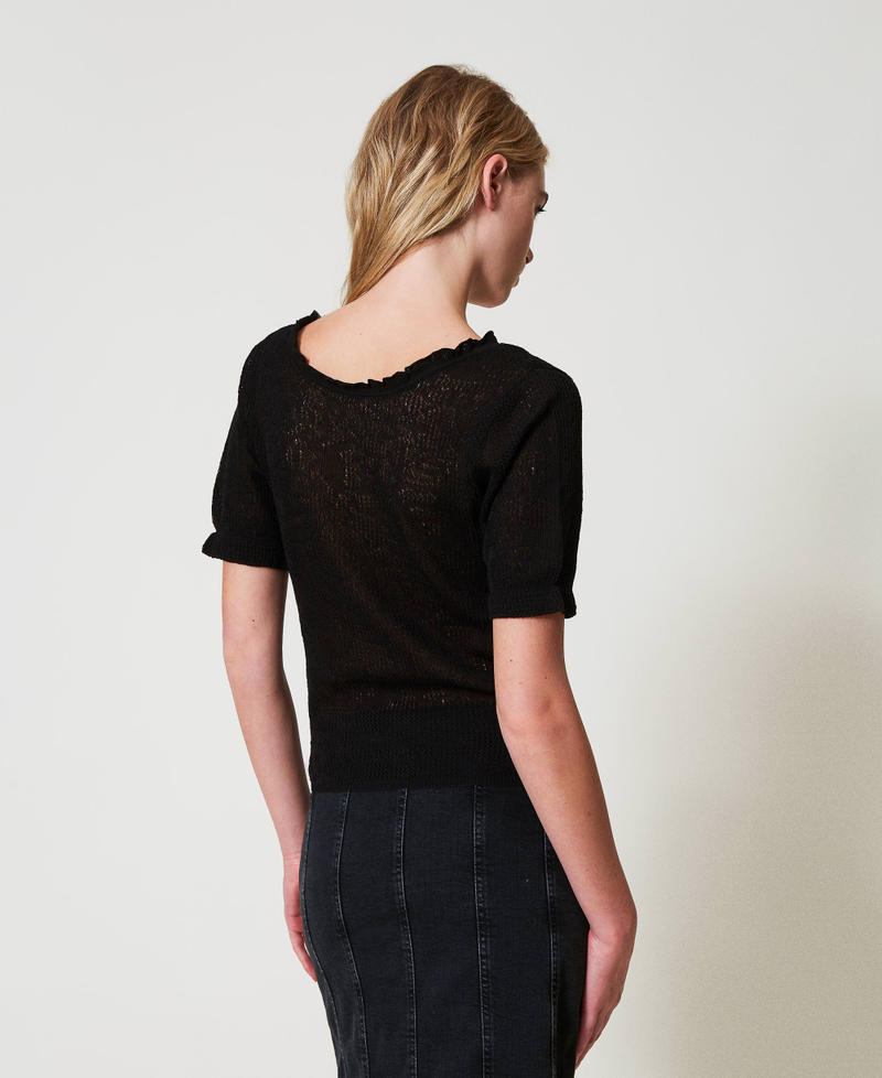 Dual-use floral jacquard top Black Woman 251AP3211_00006_05