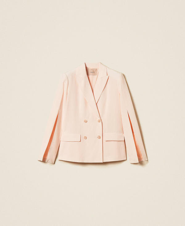 Blouson crois&eacute; en lin m&eacute;lang&eacute;