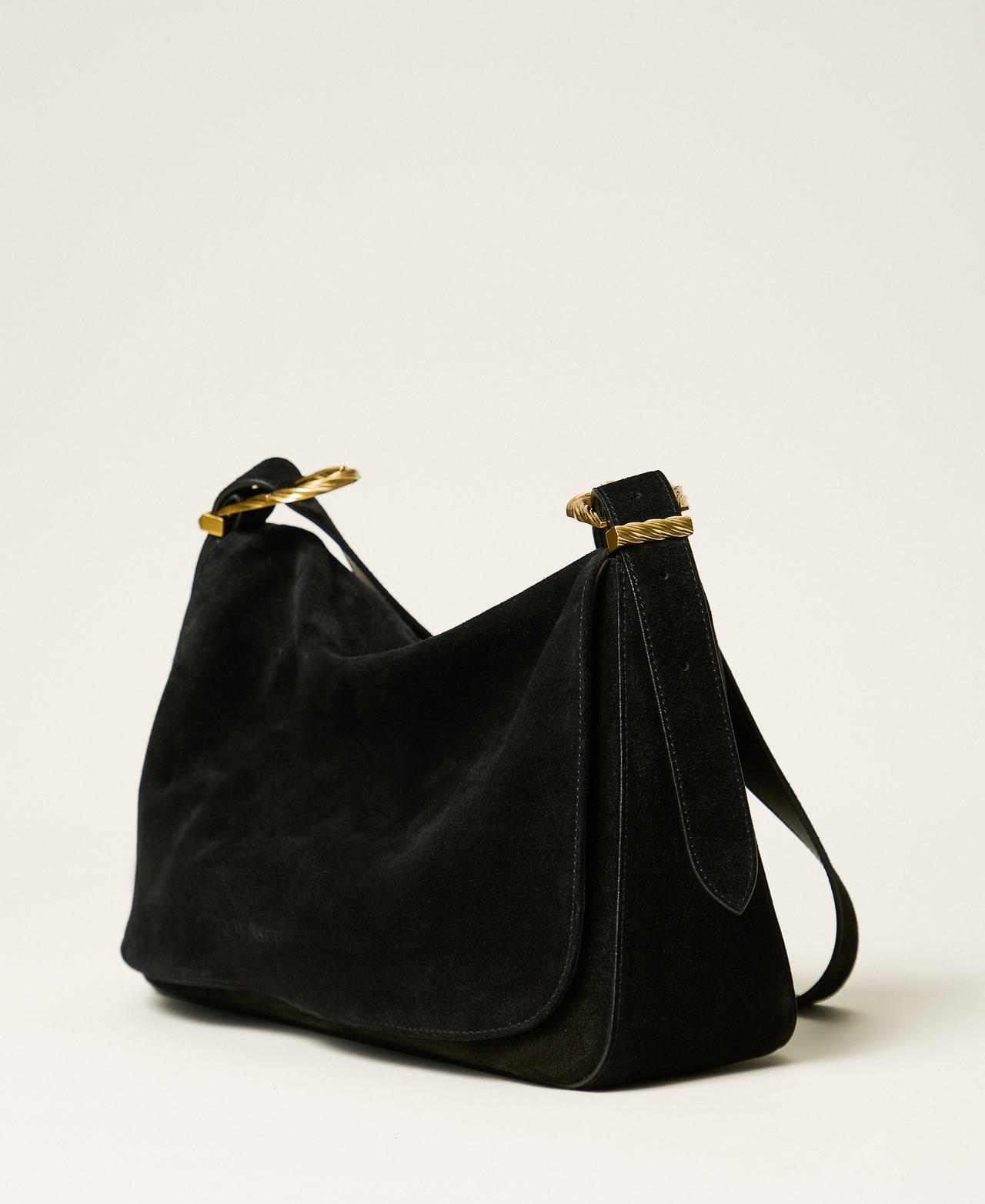 Liliane Tasche aus Veloursleder mit Schnallen Schwarz Frau 262TD8240_00006_02