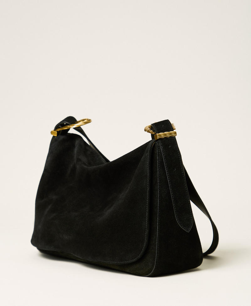 Liliane Tasche aus Veloursleder mit Schnallen Schwarz Frau 262TD8240_00006_02
