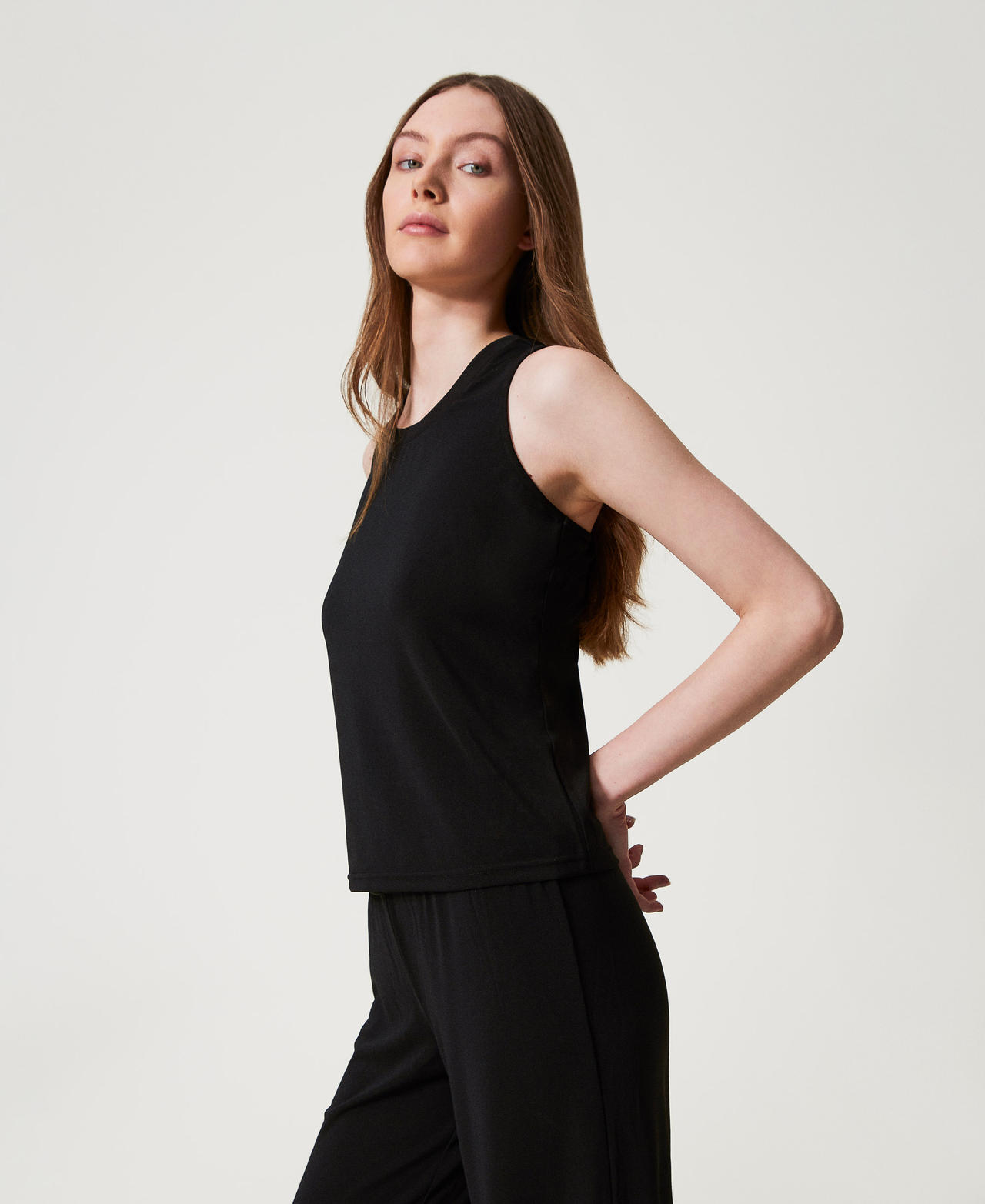 Draped halter top Black Woman 251LB2HBB_00006_02