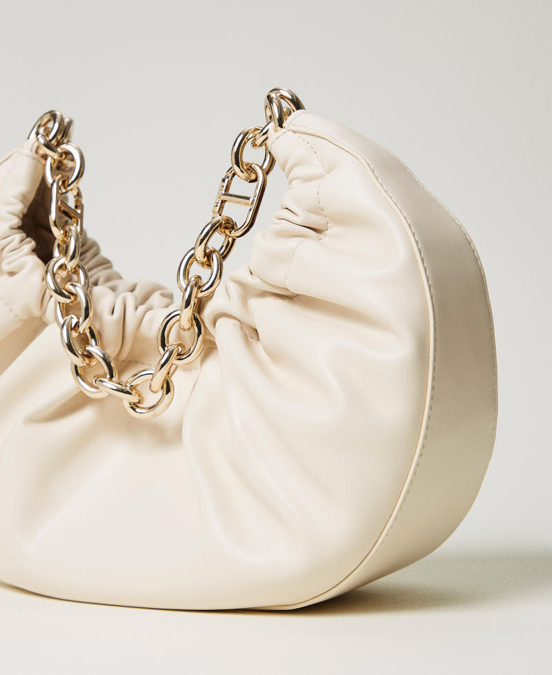 Hobo-Bag „Croissant“ mit Raffung Weiß Schnee Frau 251TD8030_00282_02