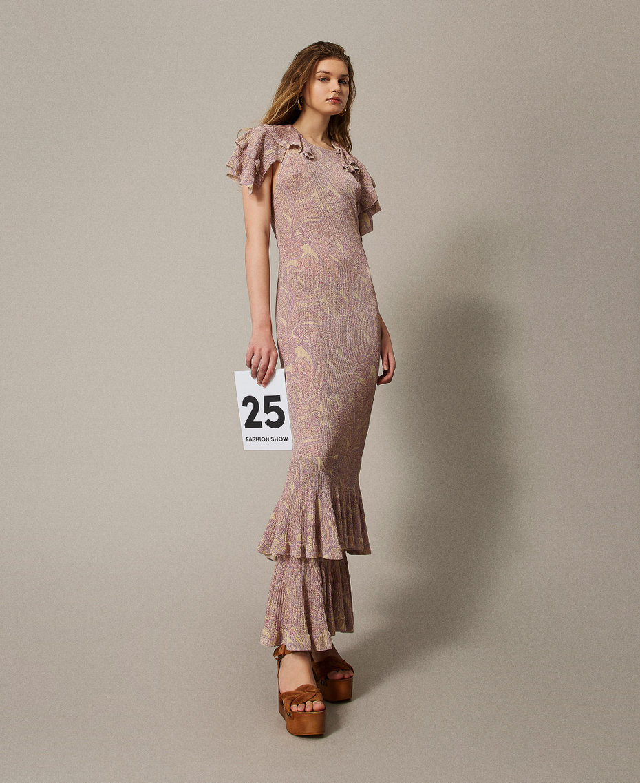 Maxistrickkleid „Lipari“ mit Print Paisleymuster-Print Small Lilac Frau 251TS3220_12591_PS