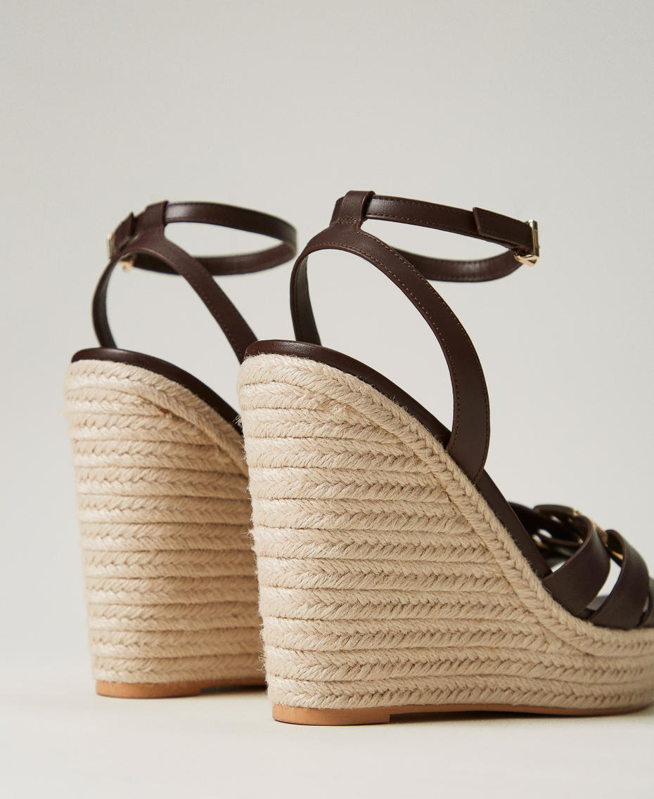 Leather and rope wedge sandals Chocolate Lab Woman 251TGT092_10780_03