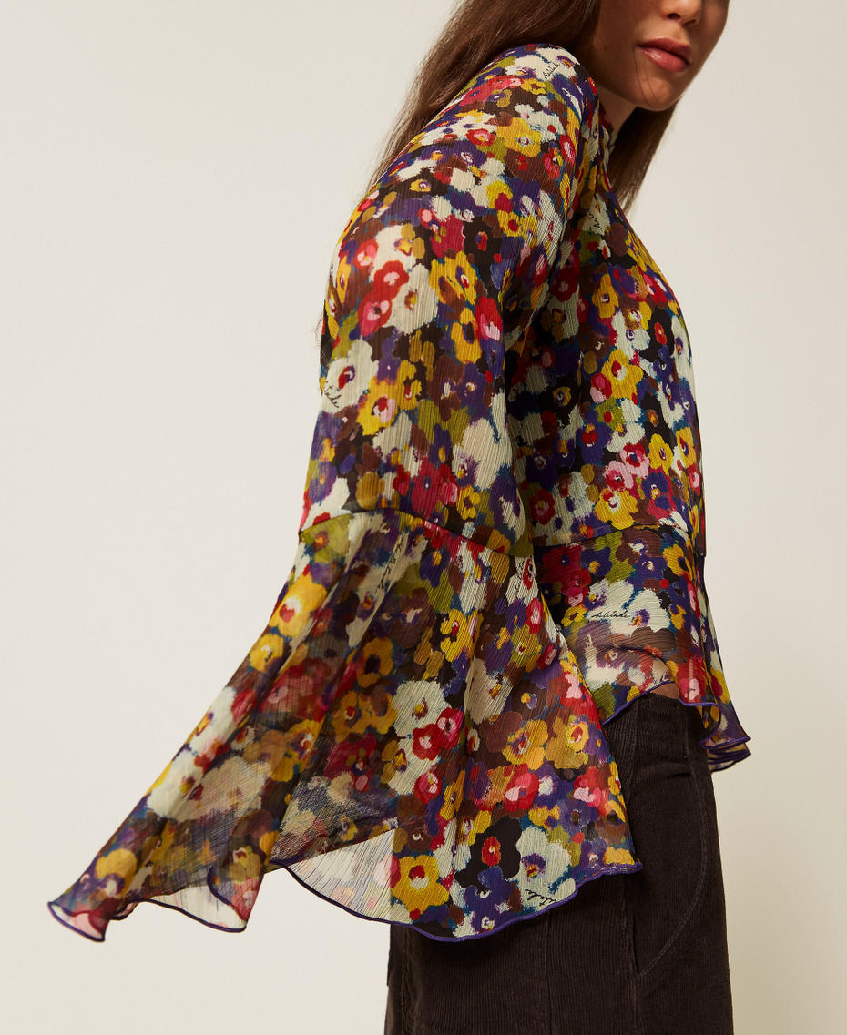 Recycled creponne blouse with print Winter Bouquet Print Woman 252AT2071_12886_04