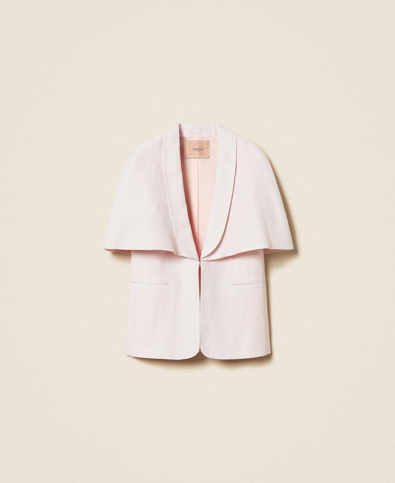 Linen blend cape jacket Pink Sand Woman 261TP2450_00570_S0