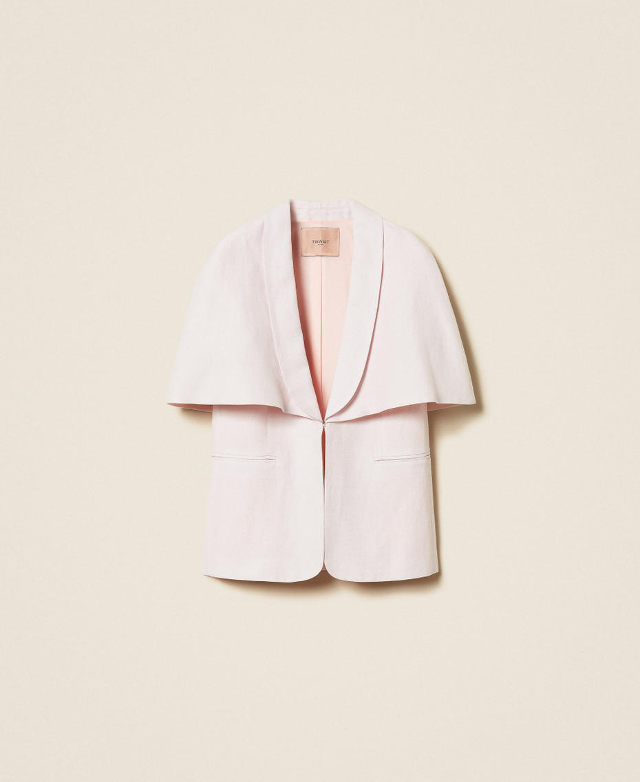 Linen blend cape jacket Pink Sand Woman 261TP2450_00570_S0