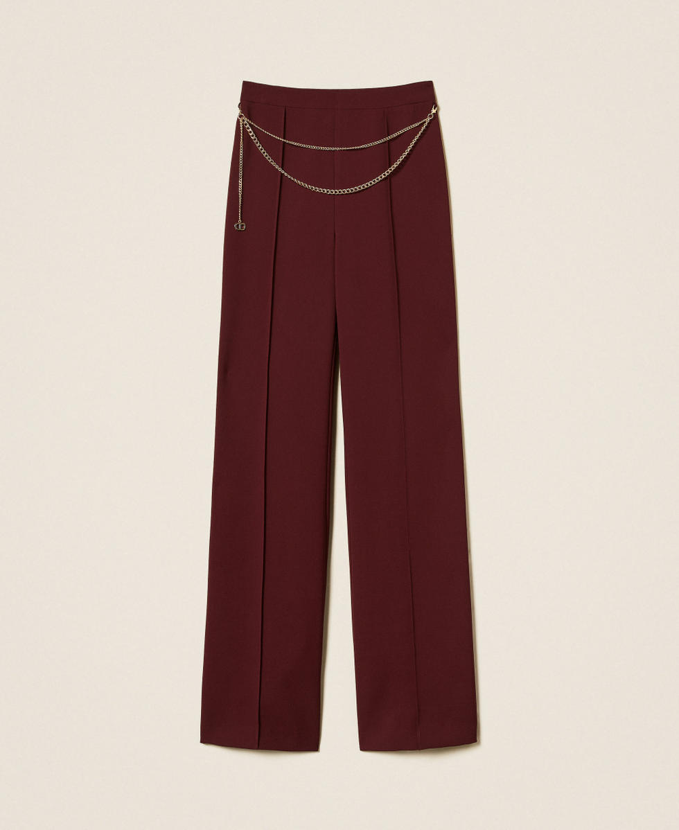 Crêpe cady trousers with belt