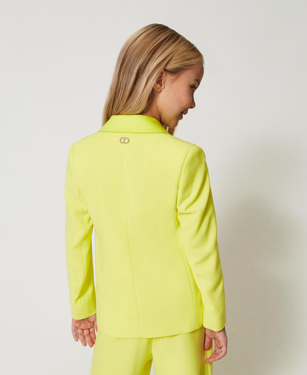 Blazer en cr&ecirc;pe et satin Yellow Plum Fille 251GJ2QNA_12124_03