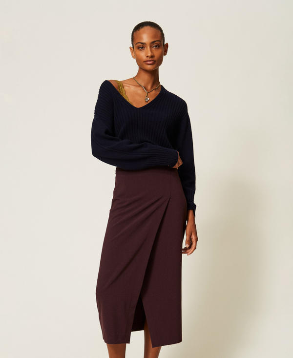 Wrap-around effect midi skirt