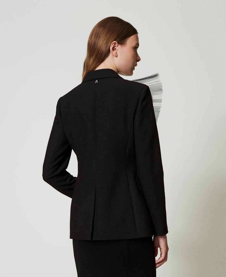 Blazer with tulle ruffle Black Woman 242AT2135_00006_04