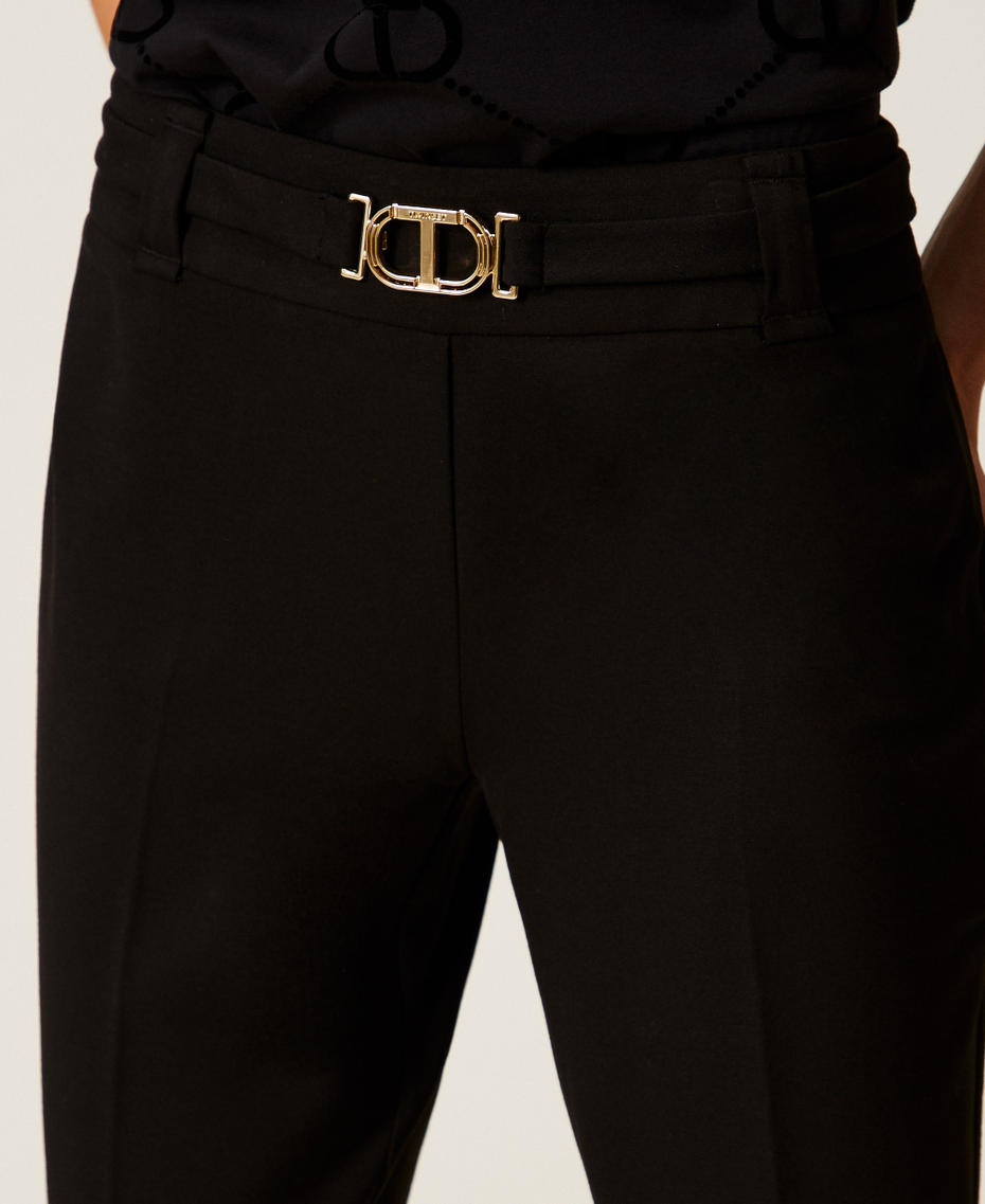 Flared trousers with Oval T buckle Black Woman 252TP2602_00006_04