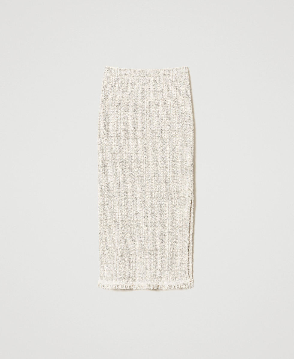 Jacquard knit skirt with lurex Snow Gold Lurex Jacquard Woman 251TP3563_12317_S0