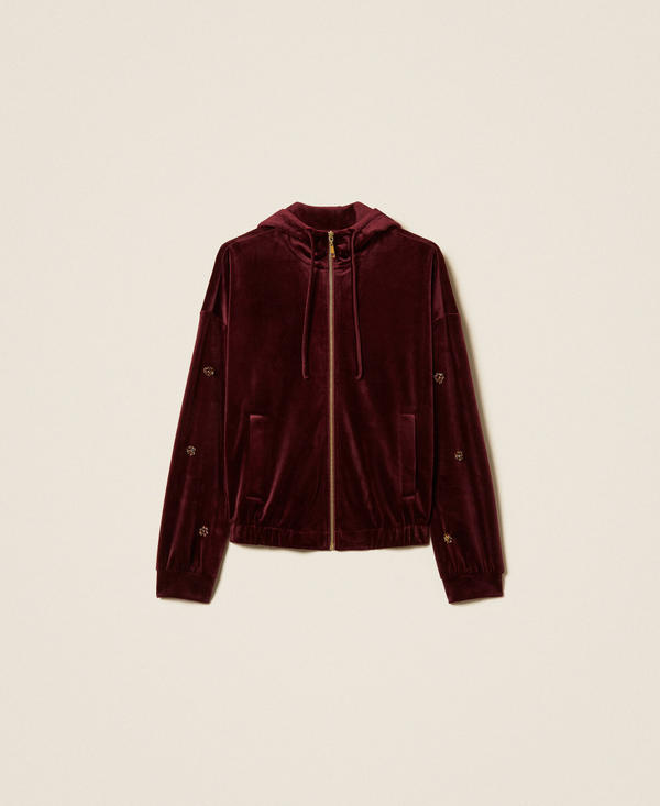 Chenille hoodie with embroidery