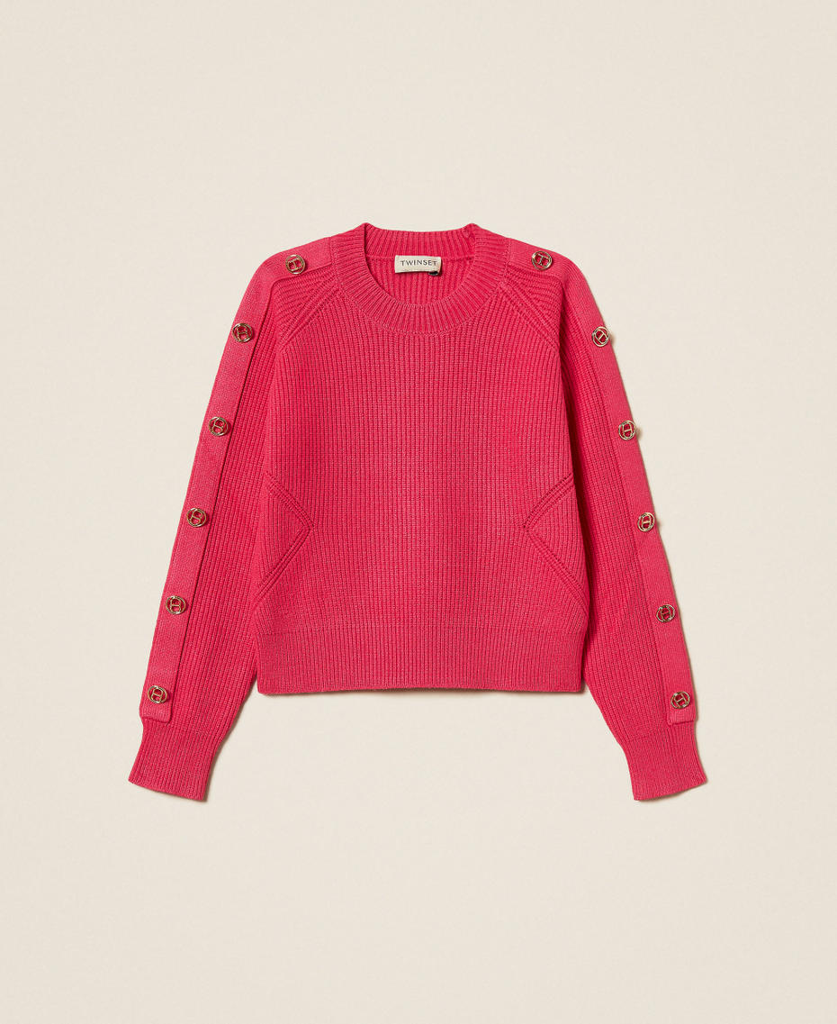Ribbed jumper with Oval T buttons Candy Rose Girl 252GJ3061_00338_S0