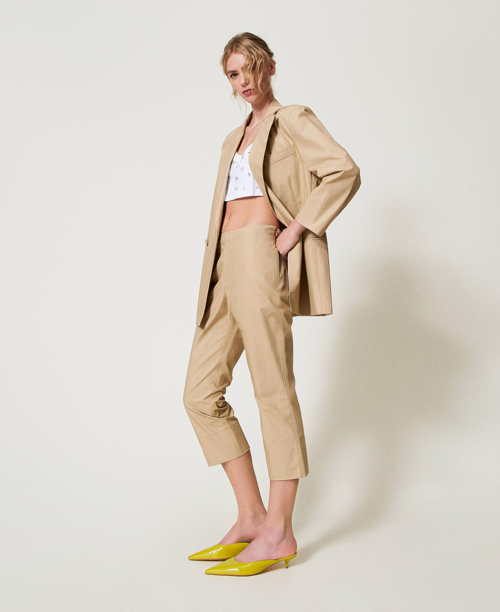 Pantalon cropped en popeline Incense Femme 251AP2275_12115_01